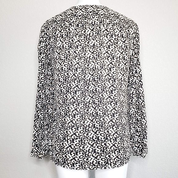 LOFT | Leopard Animal Print Long Sleeve Blouse S - Picture 3 of 7